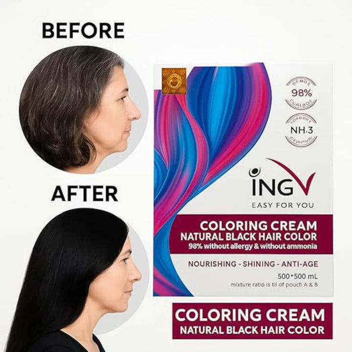 ING V Hair Color 100% Original - Ammonia Free-Allergy Free - 1000ml