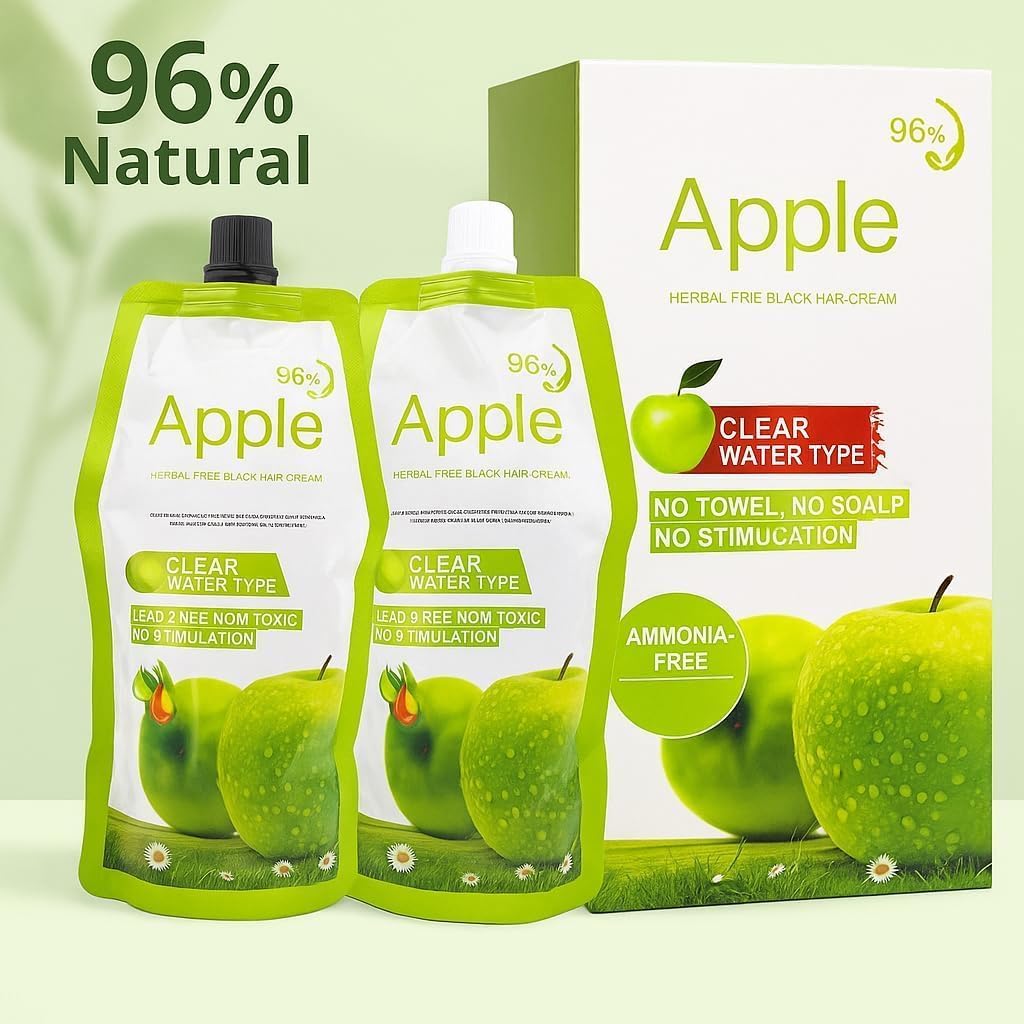 Original Apple Hair Colour in Pakistan | Apple Hair Colour Professional Dark Brown – Natural Black,Ammonia-Free (2x 500ml)
