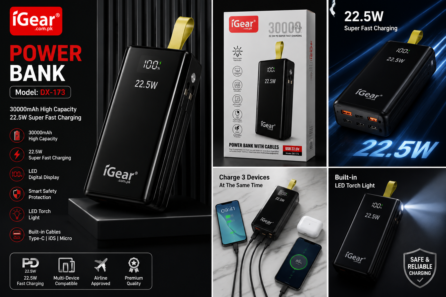 30000mAh Fast Charging Power Bank